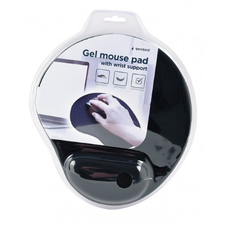Tapis de souris en gel avec soutien de poignet, noir