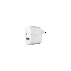 Belkin Chargeur secteur portatif 2 ports USB-A 24 W avec câble USB-A vers USB-C - Blanc