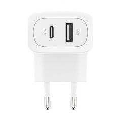 Belkin Chargeur secteur 2 ports USB-C 30W / USB-A 12W - Blanc