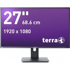 Ecran Terra 2756W vue de face fond d'ecran violet écriture blanche "27" - 686 cm - 1920 x 1080" logo terra blanc