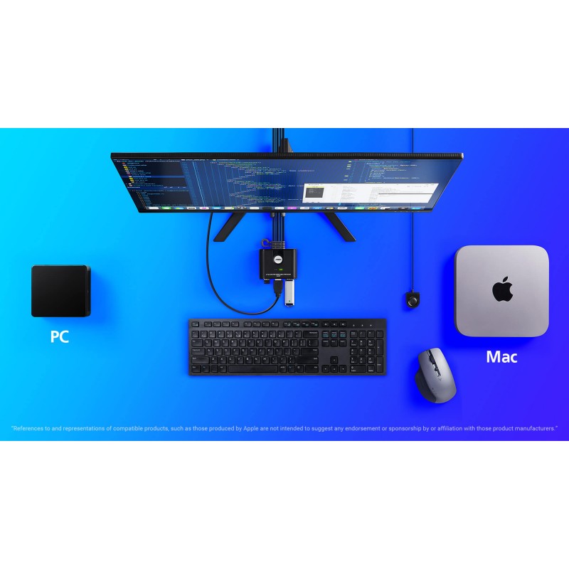 kvm mis en situation sur fond bleu