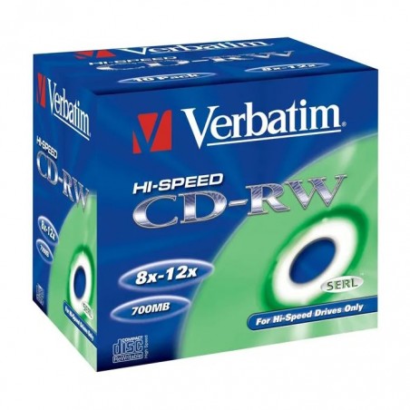 Lots de 10 CD Verbatim CD-RW 700 Mb 8X-12X