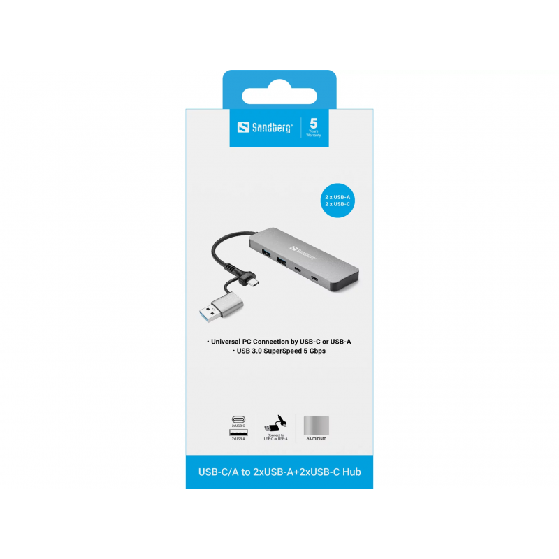 Hub quatre ports Sandberg pour accessoires USB