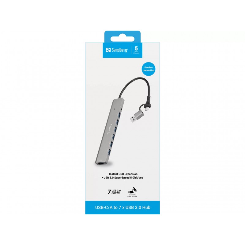 Hub Sandberg sept ports pour périphériques USB