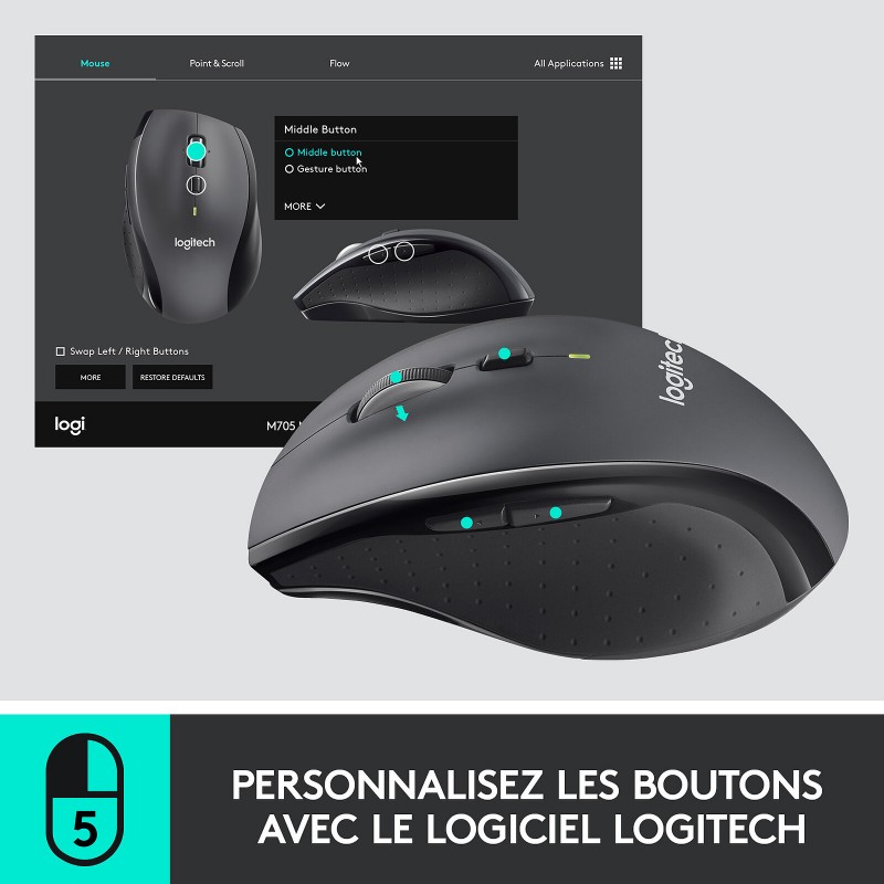 Souris Logitech M705 avec interrupteur marche-arrêt